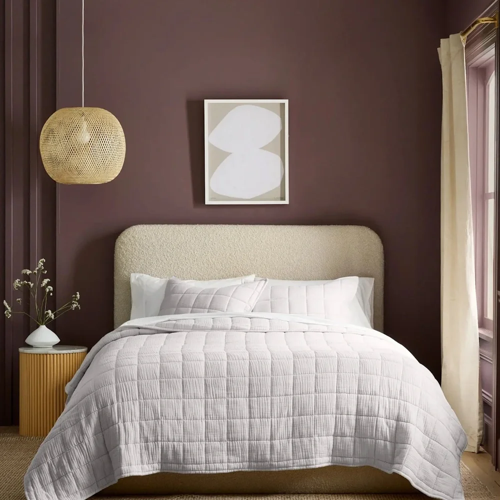 NWT Organic Airy Gauze Box Quilt King Sham Set
